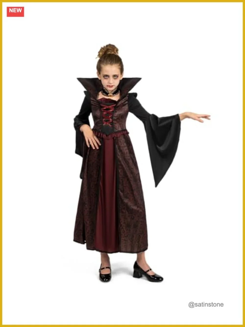 Girls Halloween Vampire Costume Dress Set Gothic Victorian Cosplay Party